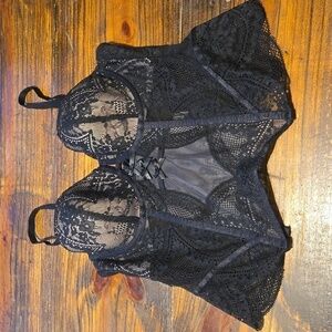 Rebecca Mir Hunkmuller Sexy Black Corset Bustier Bra Size 36C